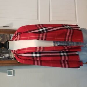 Burberry Red and Black Plaid Scarf